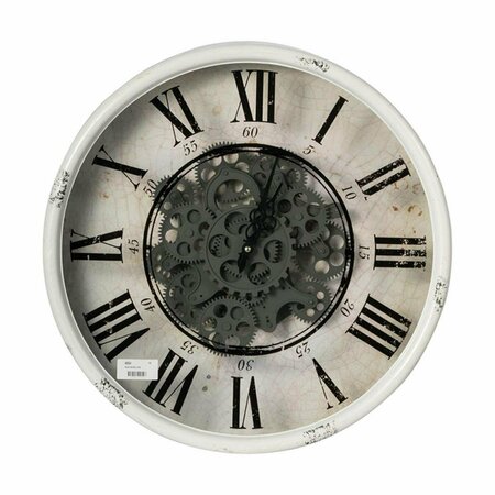 HOMEROOTS Rustic White Industrial Gear Vintage Wall Clock 401297